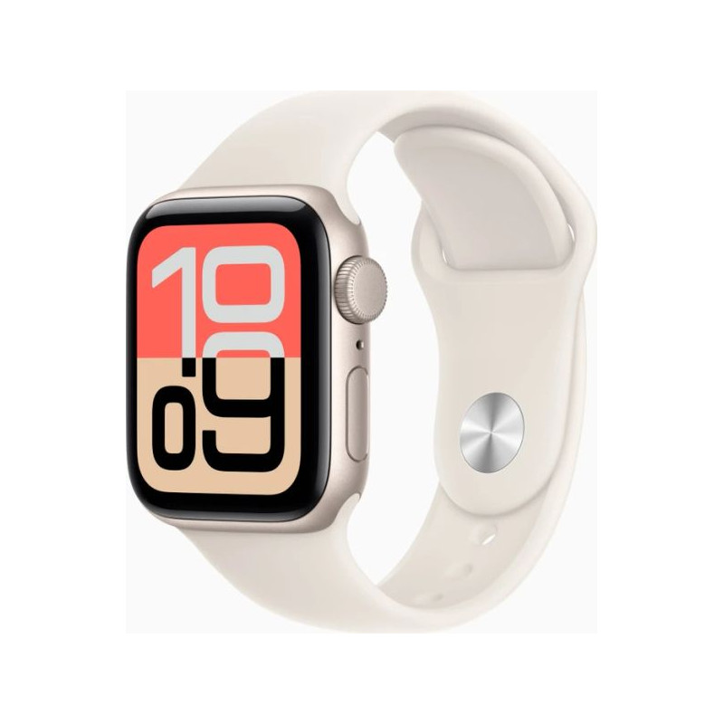 Apple Watch SE 3 40mm Aluminium Starlight avec Sport Strap Starlight M/L MEH54